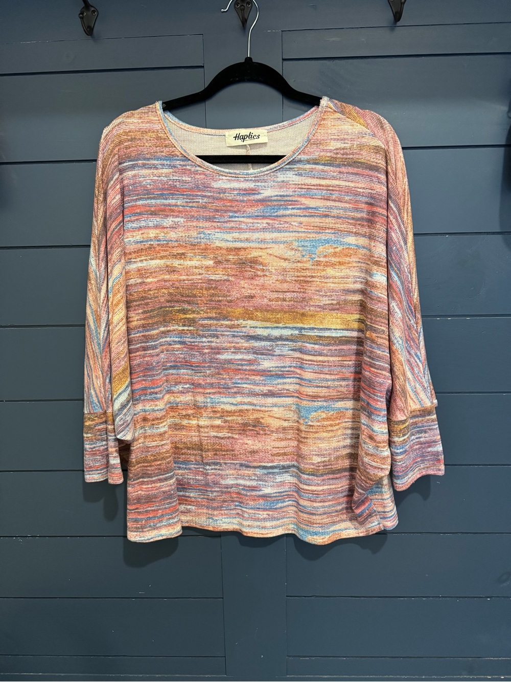 Haptics Multicolor Striped Lightweight Knit Top - Pink/Blue